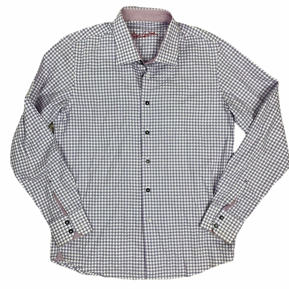 Robert Graham Purple Houndstooth Button Up A3